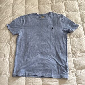 Men’s Cotton Polo by Ralph Lauren Light Blue Crewneck Tee with Navy Polo Pony